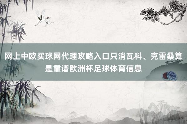 网上中欧买球网代理攻略入口只消瓦科、克雷桑算是靠谱欧洲杯足球体育信息