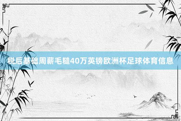 税后基础周薪毛糙40万英镑欧洲杯足球体育信息